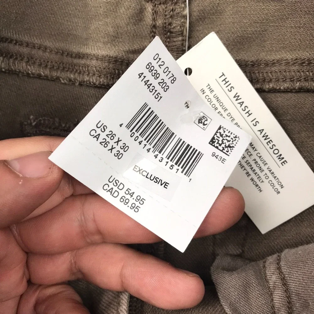 American Eagle Jeans Mens 26x30 Brown Slim Straight Easy Flex Stretch Denim NEW